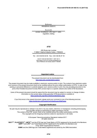 SIST EN 301 893 V2.1.1:2017 ETSI EN 301 893 V2.1.0 (2017-03) - 5 GHz RLAN; Harmonised Standard covering the essential requirements of article 3.2 of Directive 2014/53/EU - Page 2 preview