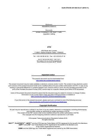 SIST EN 301 893 V2.1.1:2017 ETSI EN 301 893 V2.0.7 (2016-11) - 5 GHz RLAN; Harmonised Standard covering the essential requirements of article 3.2 of Directive 2014/53/EU - Page 2 preview