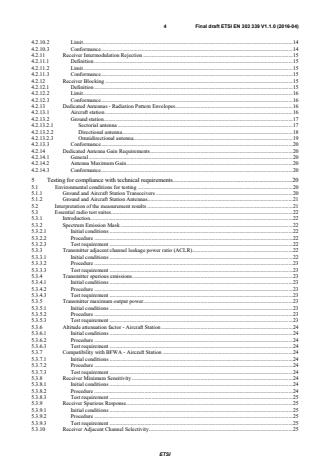 SIST EN 303 339 V1.1.1:2016 ETSI EN 303 339 V1.1.0 (2016-04) - Broadband Direct Air-to-Ground Communications; Equipment operating in the 1 900 MHz to 1 920 MHz and 5 855 MHz to 5 875 MHz frequency bands; Fixed pattern antennas; Harmonised Standard covering the essential requirements of article 3.2 of Directive 2014/53/EU - Page 4 preview