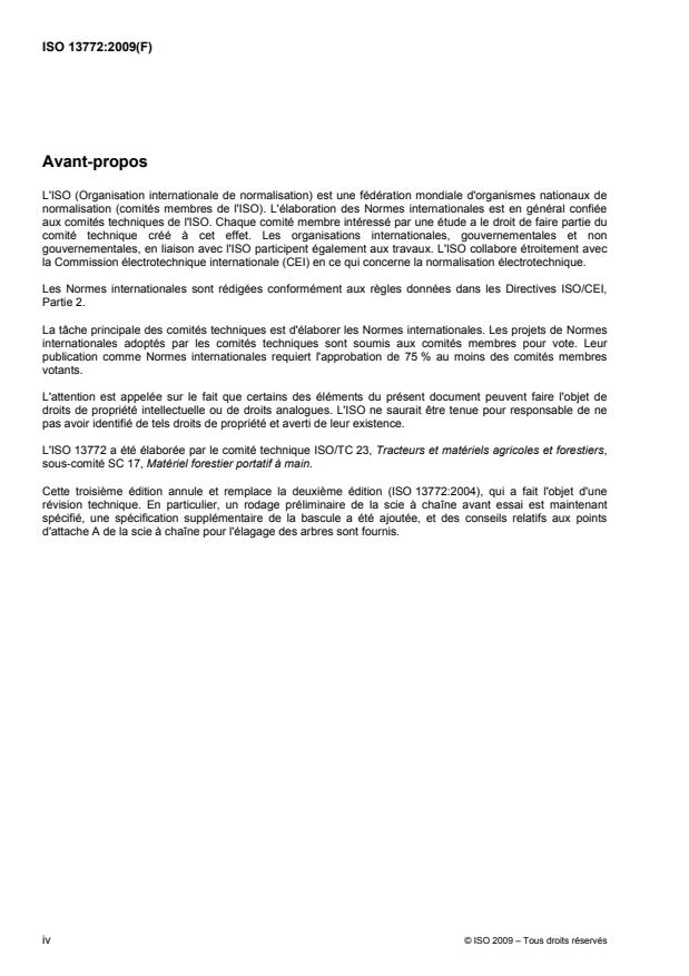 ISO 13772:2009 ISO 13772:2009 - Matériel forestier -- Scies a chaîne portatives -- Performance du frein de chaîne automatique - Page 4 preview