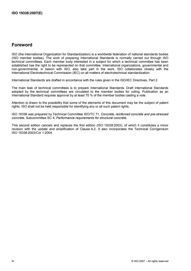 ISO 19338:2007 ISO 19338:2007 - Performance and assessment requirements for design standards on structural concrete - Page 4 preview