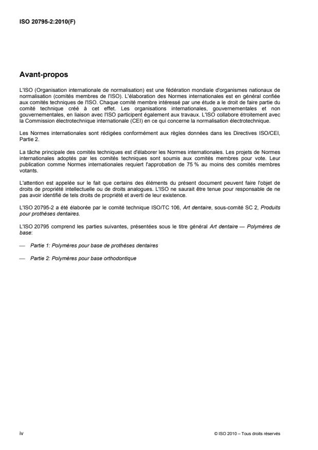 ISO 20795-2:2010 ISO 20795-2:2010 - Art dentaire -- Polymeres de base - Page 4 preview