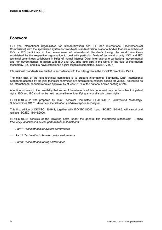 ISO/IEC 18046-2:2011 ISO/IEC 18046-2:2011 - Information technology -- Radio frequency identification device performance test methods - Page 4 preview
