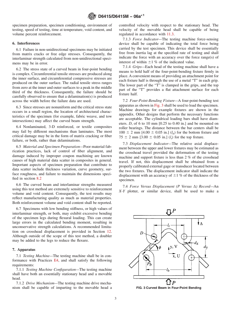 ASTM D6415/D6415M-06ae1 - Standard Test Method for Measuring the Curved Beam Strength of a Fiber-Reinforced Polymer-Matrix Composite