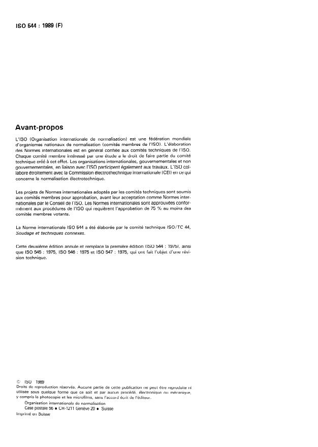 ISO 544:1989 ISO 544:1989 - Produits d'apport pour le soudage manuel -- Caractéristiques dimensionnelles - Page 2 preview