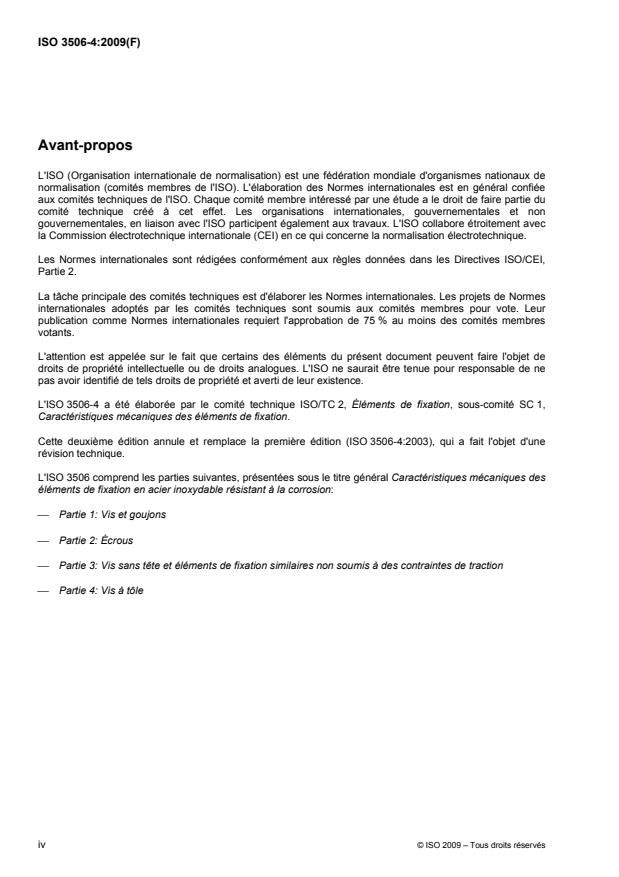 ISO 3506-4:2009 ISO 3506-4:2009 - Caractéristiques mécaniques des éléments de fixation en acier inoxydable résistant a la corrosion - Page 4 preview