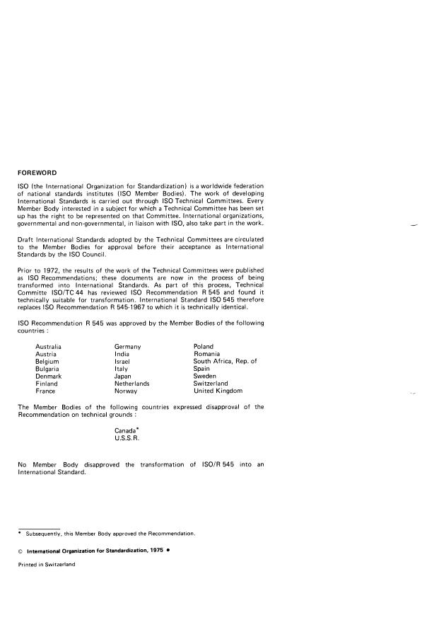 ISO 545:1975 ISO 545:1975 - Filler rods, other than drawn or extruded, for welding -- Lengths and tolerance - Page 2 preview
