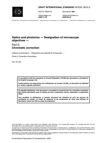ISO 19012-2:2009 - Optics and photonics -- Designation of microscope objectives