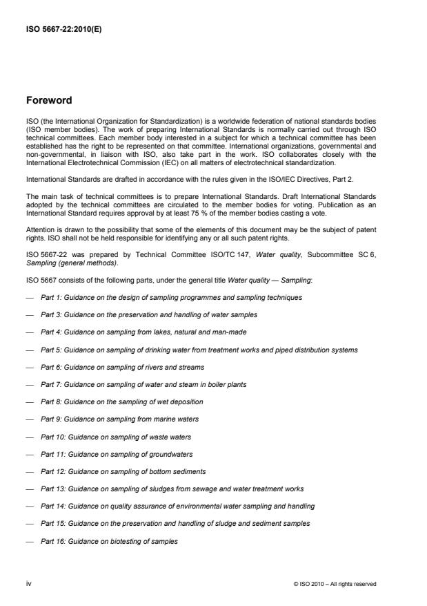 SIST ISO 5667-22:2011 ISO 5667-22:2010 - Water quality -- Sampling - Page 4 preview