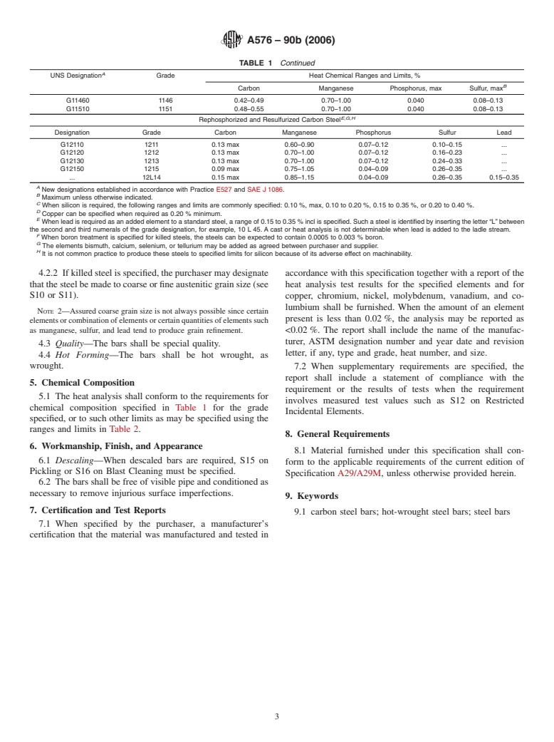 ASTM A576-90b(2006) - Standard Specification for Steel Bars, Carbon, Hot-Wrought, Special Quality