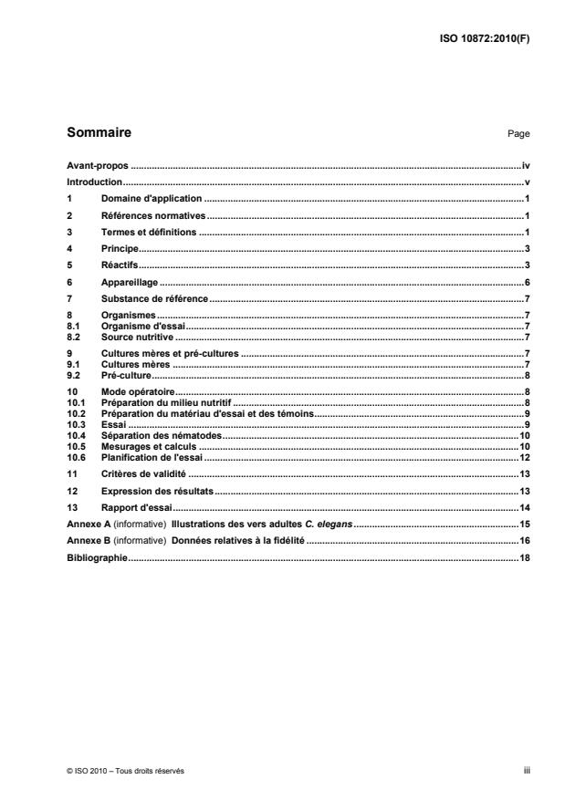 ISO 10872:2010 - Qualité de l'eau -- Détermination de l'effet toxique d'échantillons de sédiment et de sol sur la croissance, la fertilité et la reproduction de Caenorhabditis elegans (nématodes)