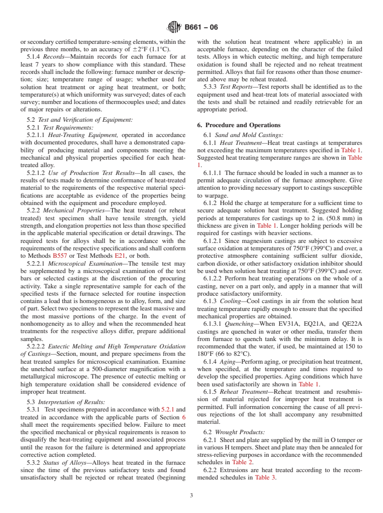 ASTM B661-06 - Standard Practice for Heat Treatment of Magnesium Alloys