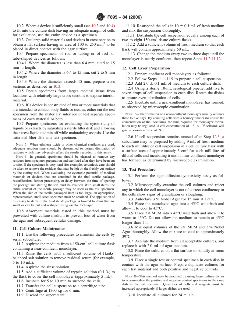 ASTM F895-84(2006) - Standard Test Method for Agar Diffusion Cell Culture Screening for Cytotoxicity