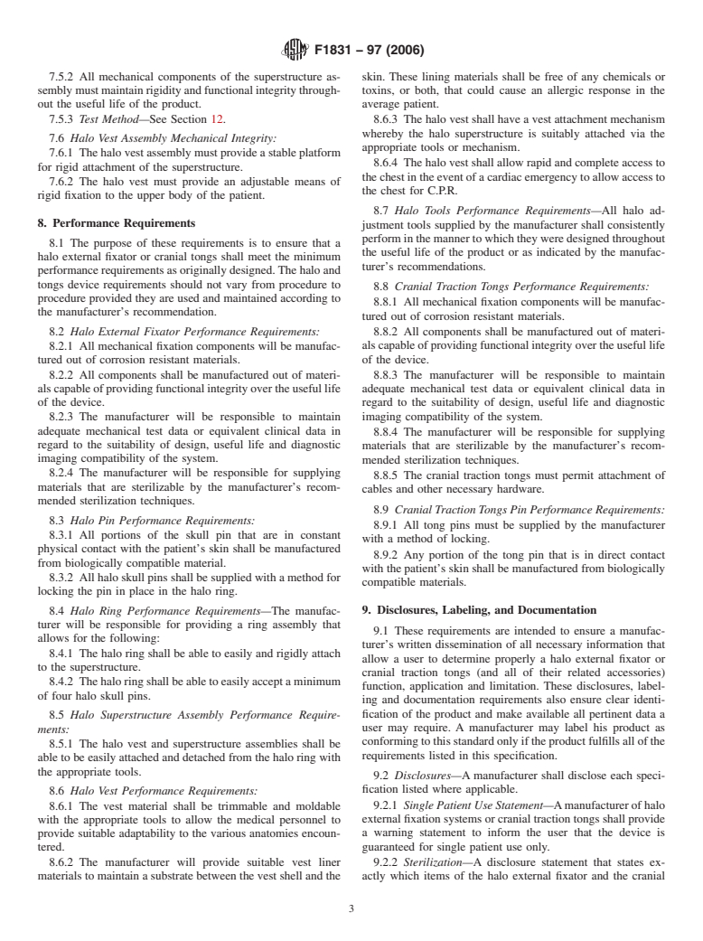 ASTM F1831-97(2006) - Standard Specification for Cranial Traction Tongs and Halo External Spinal Immobilization Devices