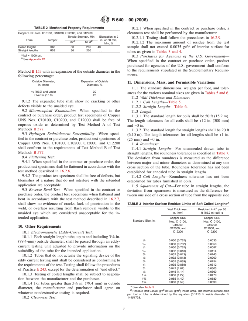 ASTM B640-00(2006) - Standard Specification for Welded Copper Tube for Air Conditioning and Refrigeration Service