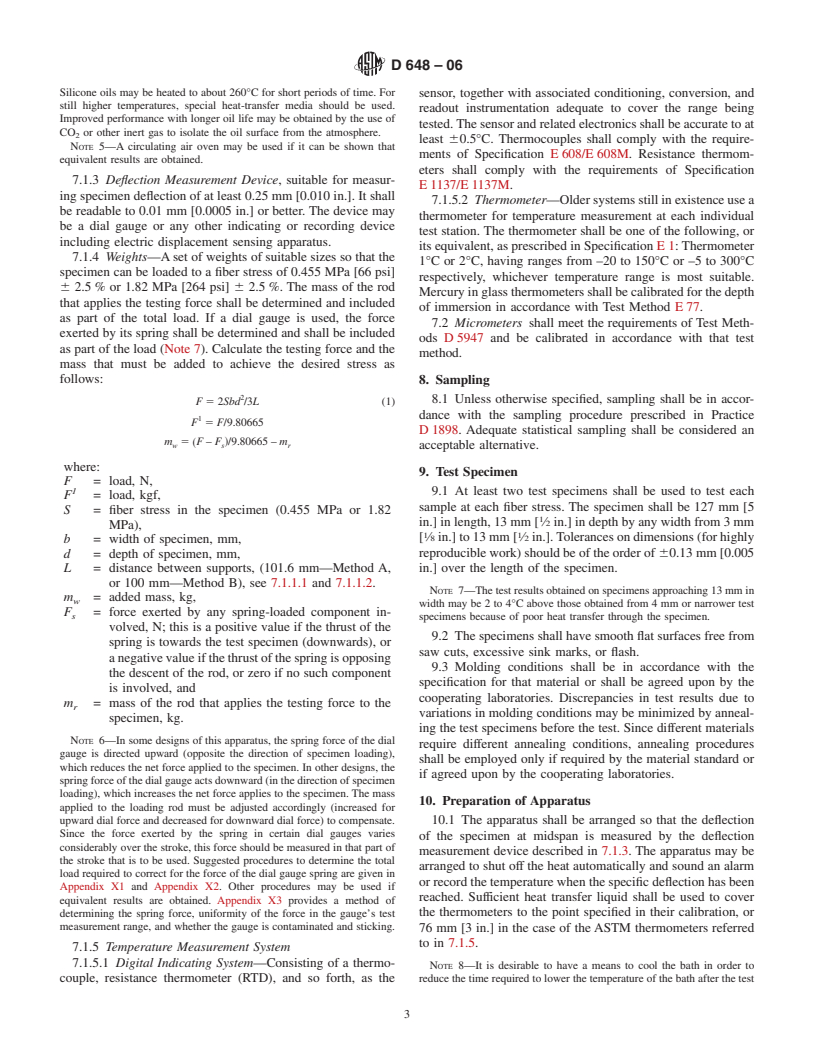 ASTM D648-06 - Standard Test Method for Deflection Temperature of Plastics Under Flexural Load in the Edgewise Position