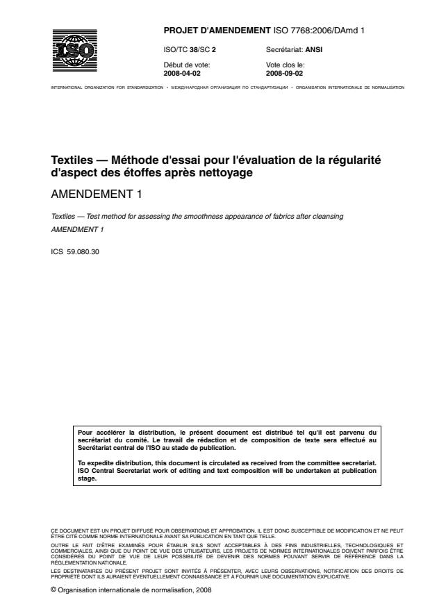 ISO 7768:2006/DAmd 1