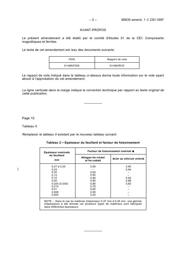 IEC 60635:1978/AMD1:1997 IEC 60635:1978/AMD1:1997 - Amendment 1 - Toroidal strip-wound cores made of magnetically soft material - Page 2 preview