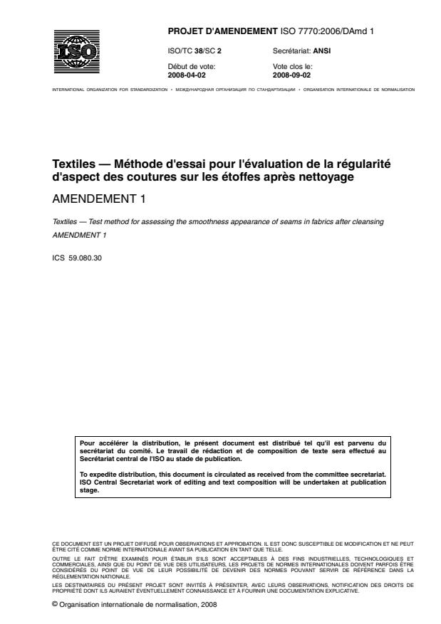 ISO 7770:2006/DAmd 1
