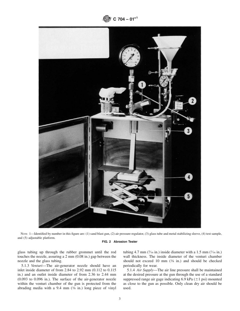 ASTM C704-01e1 - Standard Test Method for Abrasion Resistance of Refractory Materials at Room Temperature