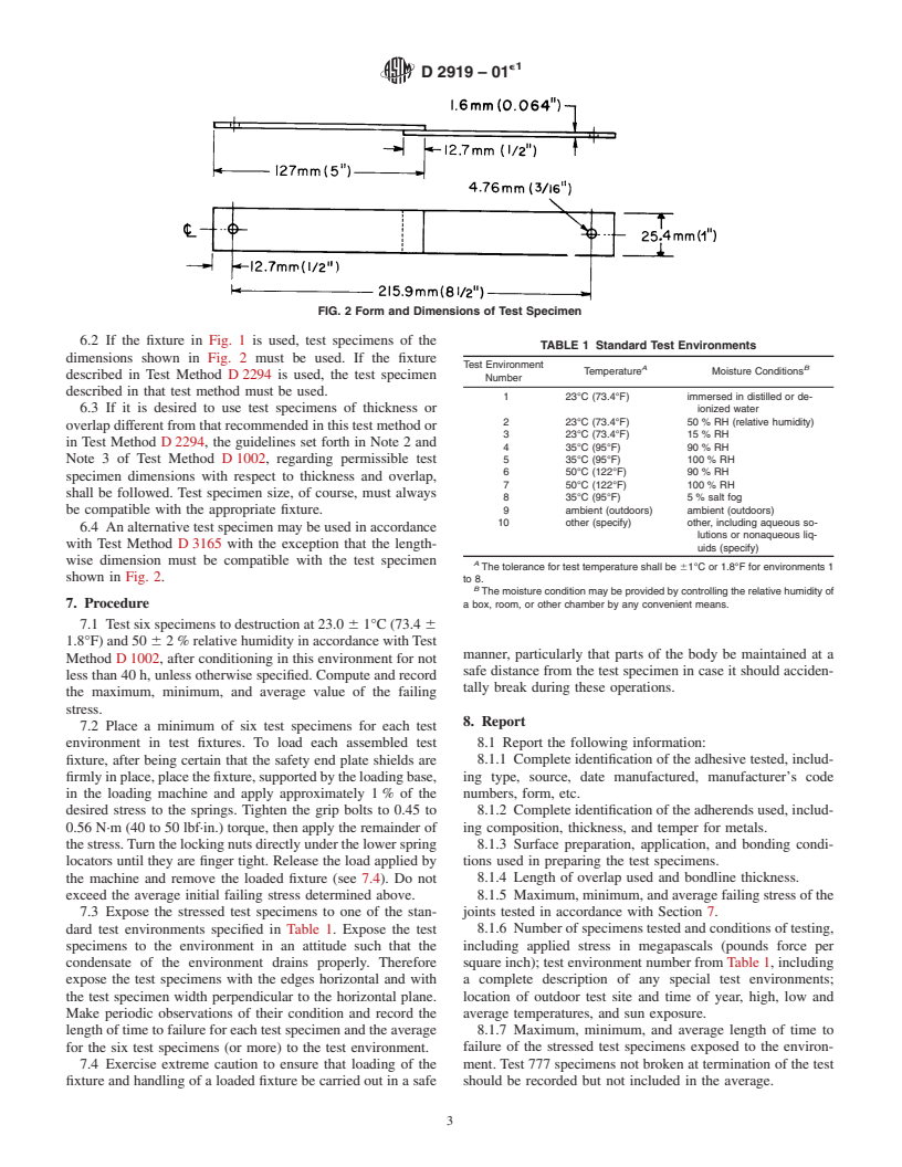 ASTM D2919-01e1 - Standard Test Method for Determining Durability of Adhesive Joints Stressed in Shear by Tension Loading