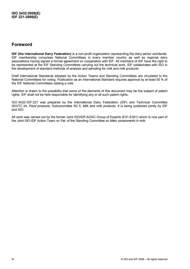 ISO 3432:2008 ISO 3432:2008 - Cheese -- Determination of fat content -- Butyrometer for Van Gulik method - Page 4 preview