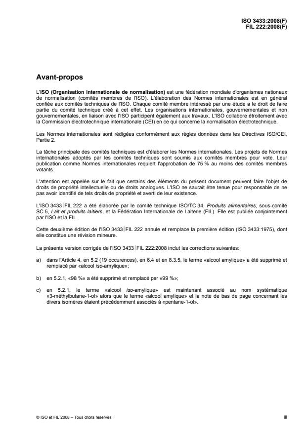 ISO 3433:2008 - Fromages -- Détermination de la teneur en matière grasse -- Méthode Van Gulik
