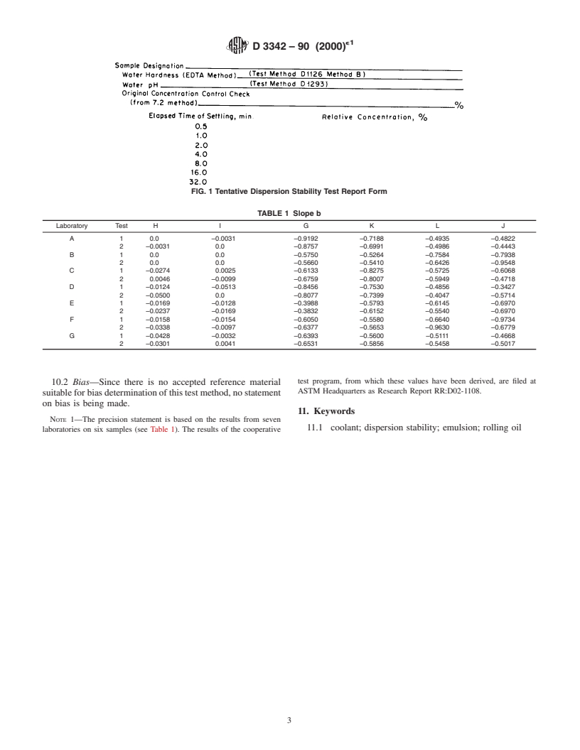 ASTM D3342-90(2000)e1 - Standard Test Method for Dispersion Stability of New (Unused) Rolling Oil Dispersions in Water