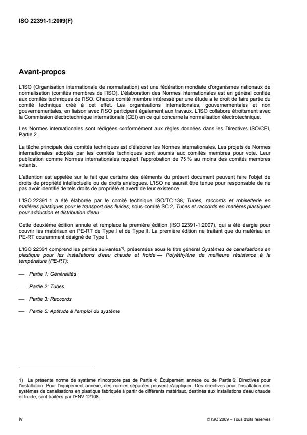 ISO 22391-1:2009 ISO 22391-1:2009 - Systemes de canalisations en plastique pour les installations d'eau chaude et froide -- Polyéthylene de meilleure résistance a la température (PE-RT) - Page 4 preview
