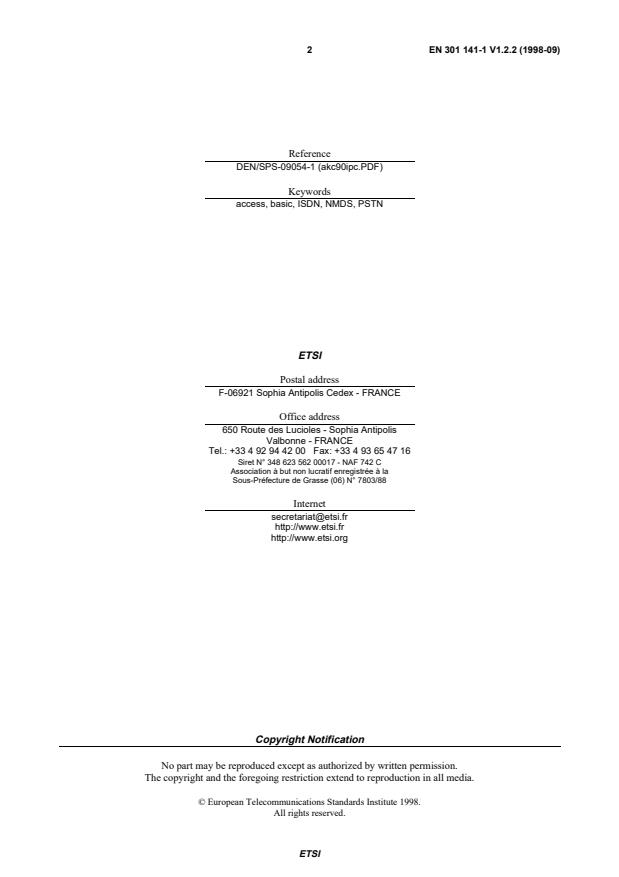 SIST EN 301 141-1 V1.2.2:2005 SIST EN 301 141-1 V1.2.2:2005 - Page 4 preview