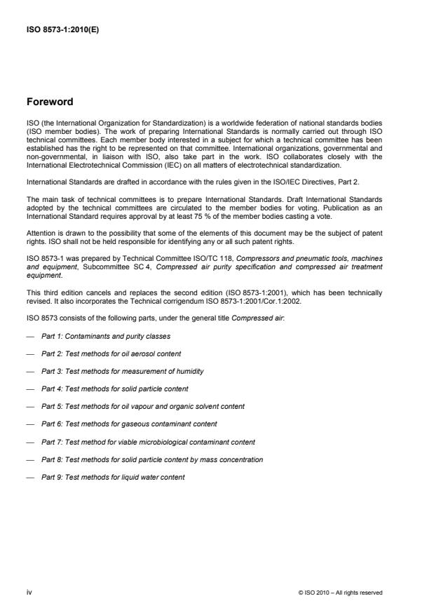 ISO 8573-1:2010 ISO 8573-1:2010 - Compressed air - Page 4 preview