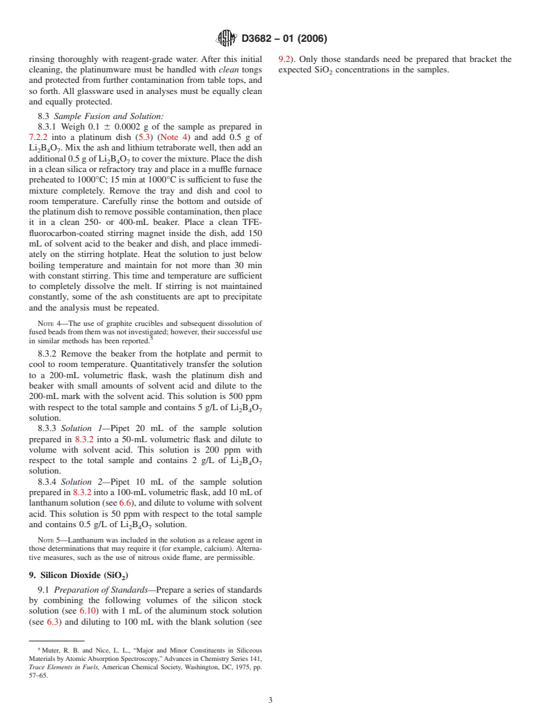 ASTM D3682-01(2006) - Standard Test Method for Major and Minor Elements in Combustion Residues from Coal Utilization Processes