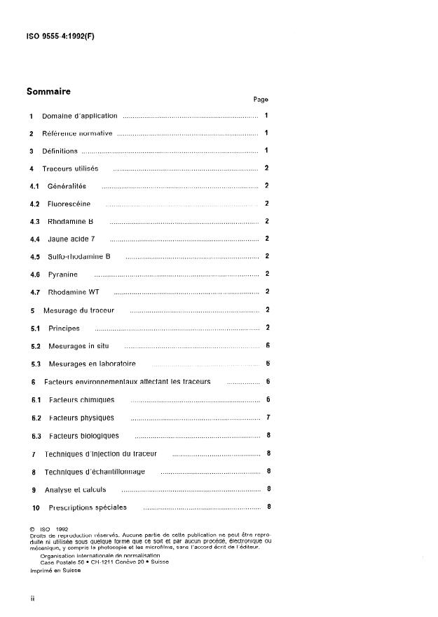 ISO 9555-4:1992 ISO 9555-4:1992 - Mesure de débit des liquides dans les canaux découverts -- Méthodes de dilution en régime permanent utilisant des traceurs - Page 2 preview