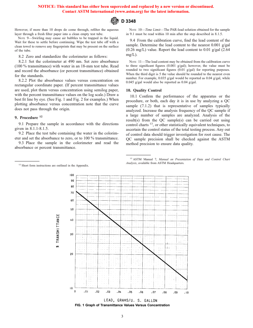 ASTM D3348-98 - Standard Test Method for Rapid Field Test for Trace Lead In Unleaded Gasoline (Colorimetric Method)