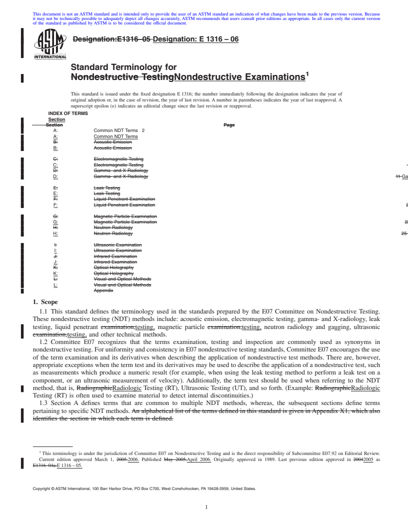 REDLINE ASTM E1316-06 - Standard Terminology for Nondestructive Examinations