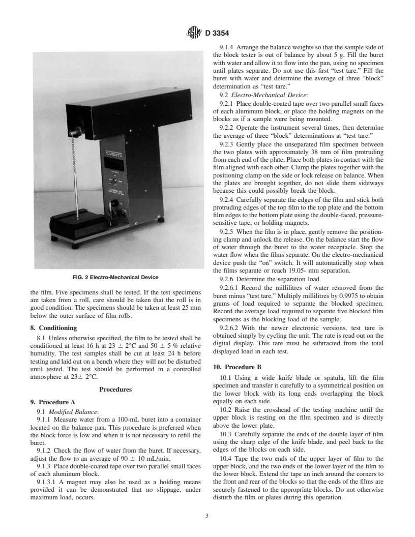 ASTM D3354-96 - Standard Test Method for Blocking Load of Plastic Film by the Parallel Plate Method