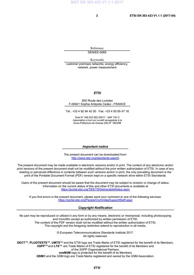 SIST EN 303 423 V1.1.1:2017 SIST EN 303 423 V1.1.1:2017 - Page 4 preview