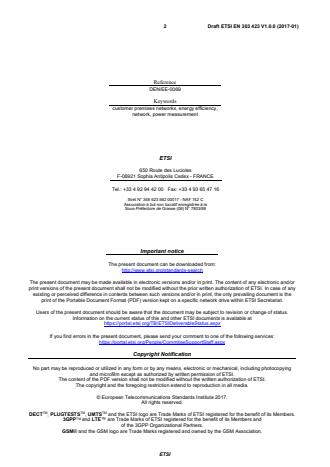 SIST EN 303 423 V1.1.1:2017 ETSI EN 303 423 V1.0.0 (2017-01) - Environmental Engineering (EE); Electrical and electronic household and office equipment; Measurement of networked standby power consumption of Interconnecting equipment; Harmonised Standard covering the measurement method for EC Regulation 1275/2008 amended by EU Regulation 801/2013 - Page 2 preview