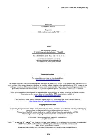SIST EN 301 025 V2.1.1:2016 ETSI EN 301 025 V2.1.0 (2015-08) - VHF radiotelephone equipment for general communications and associated equipment for Class D Digital Selective Calling (DSC); Harmonised Standard covering the essential requirements of articles 3.2 and 3.3(g) of the Directive 2014/53/EU - Page 2 preview