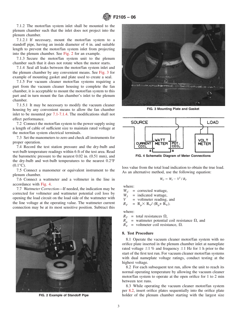 ASTM F2105-06 - Standard Test Method for Measuring Air Performance Characteristics of Vacuum Cleaner Motor/Fan Systems