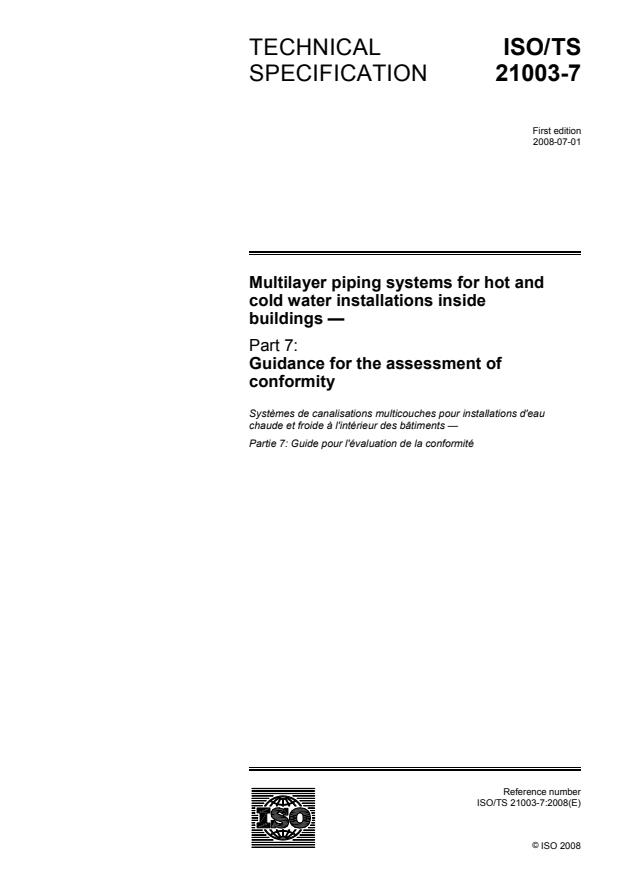 ISO/TS 21003-7:2008 - Multilayer piping systems for hot and cold water installations inside buildings