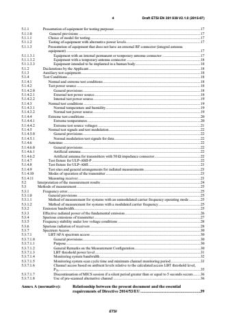 SIST EN 301 839 V2.1.1:2016 ETSI EN 301 839 V2.1.0 (2015-07) - Ultra Low Power Active Medical Implants (ULP-AMI) and associated Peripherals (ULP-AMI-P) operating in the frequency range 402 MHz to 405 MHz; Harmonised Standard covering the essential requirements of article 3.2 of the Directive 2014/53/EU - Page 4 preview