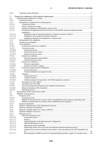 SIST EN 301 839 V2.1.1:2016 ETSI EN 301 839 V2.1.1 (2016-04) - Ultra Low Power Active Medical Implants (ULP-AMI) and associated Peripherals (ULP-AMI-P) operating in the frequency range 402 MHz to 405 MHz; Harmonised Standard covering the essential requirements of article 3.2 of the Directive 2014/53/EU - Page 4 preview