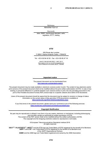 SIST EN 300 674-2-2 V2.1.1:2017 ETSI EN 300 674-2-2 V2.1.1 (2016-11) - Transport and Traffic Telematics (TTT); Dedicated Short Range Communication (DSRC) transmission equipment (500 kbit/s / 250 kbit/s) operating in the 5 795 MHz to 5 815 MHz frequency band; Part 2: Harmonised Standard covering the essential requirements of article 3.2 of Directive 2014/53/EU; Sub-part 2: On-Board Units (OBU) - Page 2 preview