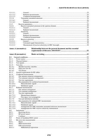 SIST EN 300 674-2-2 V2.1.1:2017 ETSI EN 300 674-2-2 V2.0.3 (2016-03) - Transport and Traffic Telematics (TTT); Dedicated Short Range Communication (DSRC) transmission equipment (500 kbit/s / 250 kbit/s) operating in the 5,8 GHz Industrial, Scientific and Medical (ISM) band; Part 2: Harmonised Standard covering the essential requirements of article 3.2 of the Directive 2014/53/EU; Sub-part 2: On-Board Units (OBU) - Page 4 preview