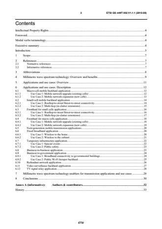 ETSI GS mWT 002 V1.1.1 (2015-08) - millimetre Wave Transmission (mWT); Applications and use cases of millimetre wave transmission