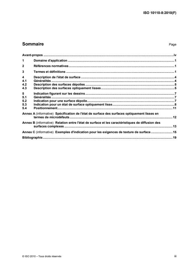 ISO 10110-8:2010 - Optique et photonique -- Indications sur les dessins pour éléments et systemes optiques