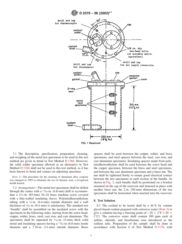 ASTM D2570-96(2002)e1 - Standard Test Method for Simulated Service Corrosion Testing of Engine Coolants