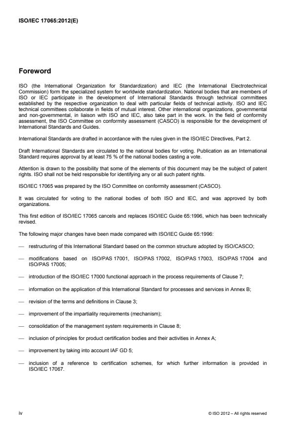 ISO/IEC 17065:2012 ISO/IEC 17065:2012 - Conformity assessment -- Requirements for bodies certifying products, processes and services - Page 4 preview