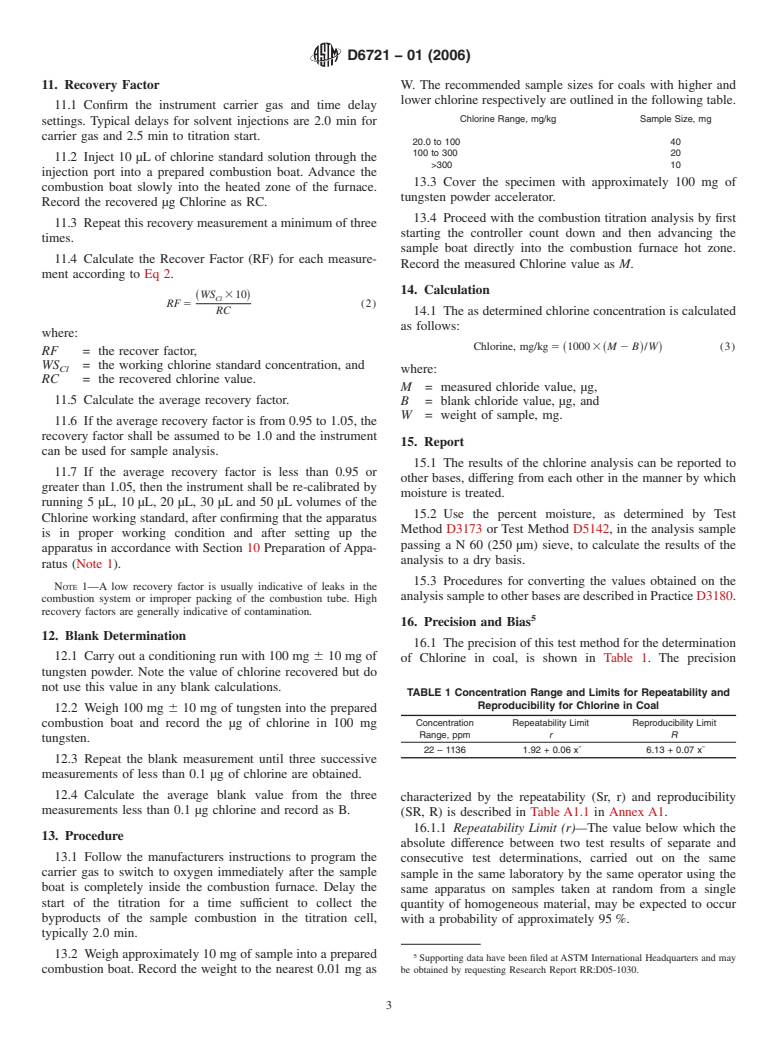 ASTM D6721-01(2006) - Standard Test Method for Determination of Chlorine in Coal by Oxidative Hydrolysis Microcoulometry